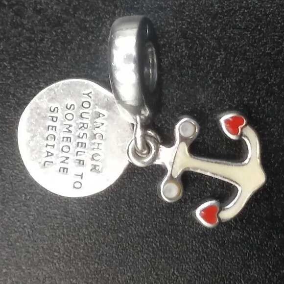 Pandora ALE 925 SS Double Dangle Charm Anchor Yourself to Someone Special - Picture 2 of 9